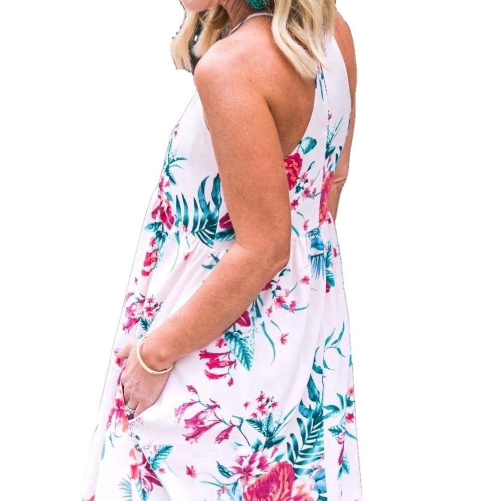 Gibson x Hi Sugarplum Pink Tropical Babydoll Maxi Dress, M - Picture 2 of 7